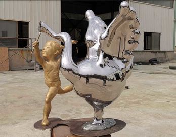 Tượng kim loại ngoài trời đương đại Trang trí công cộng bằng thép không gỉ điêu khắc động vật